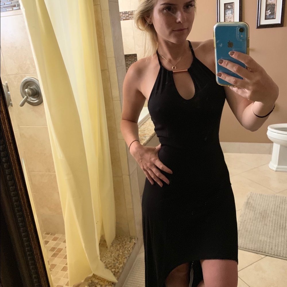 Guess S black high low dress